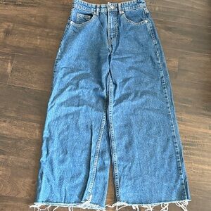 Zara Wide-Leg High-Rise Denim Jeans in Blue